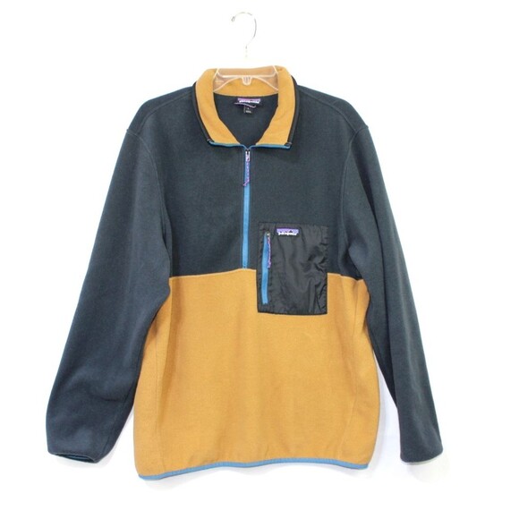 Patagonia Microdini 1/2 Zip Fleece Pullover Mens Sz L Brown/Black Retro Outdoor - Picture 1 of 9